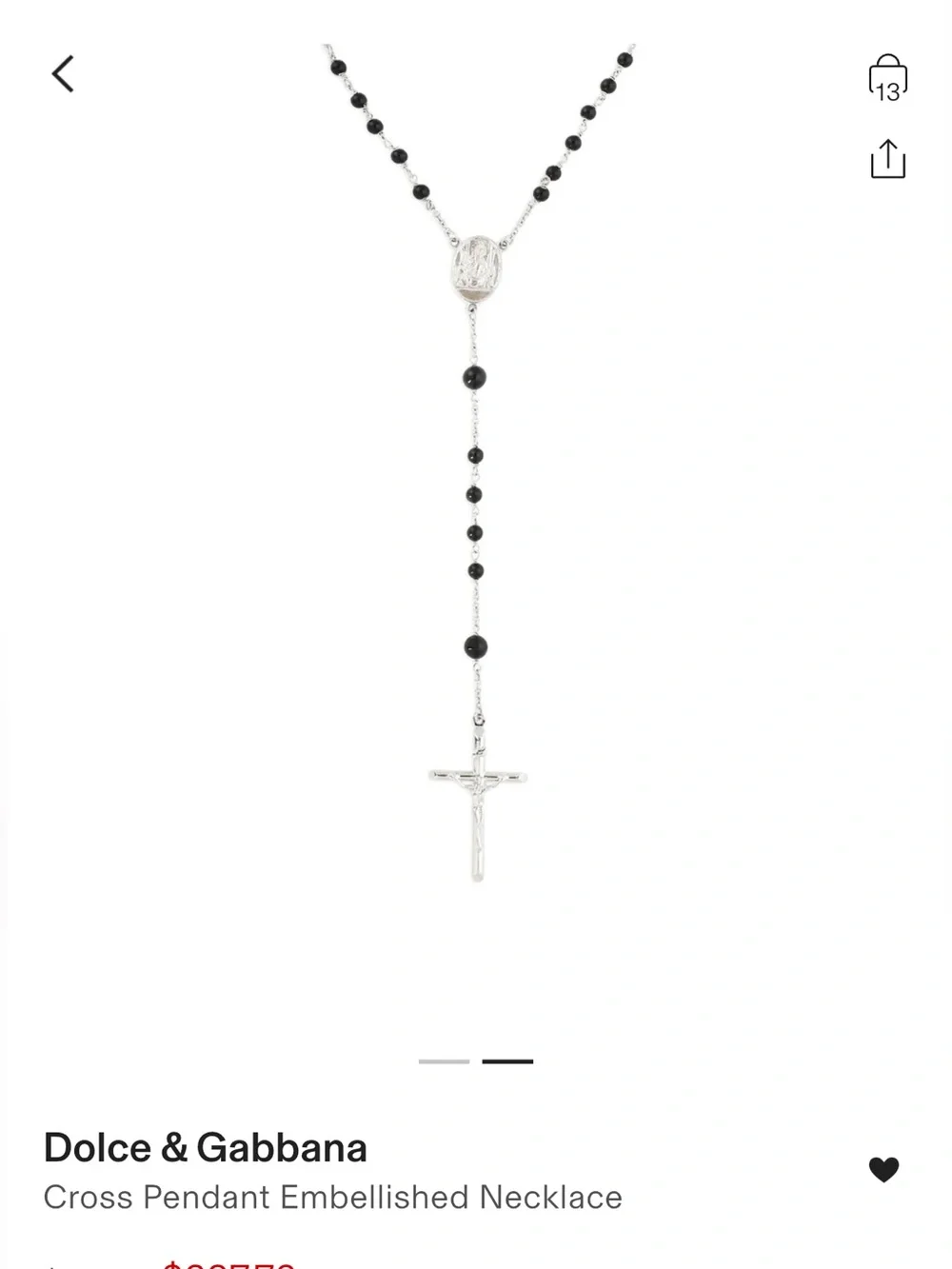 Dolce & Gabbana Cross Pendant necklace with Box brand new